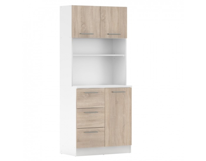 Trojdverový kredenc Laset New - biela / dub sonoma
