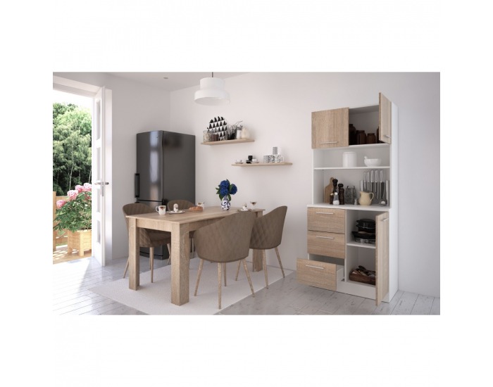 Trojdverový kredenc Laset New - biela / dub sonoma