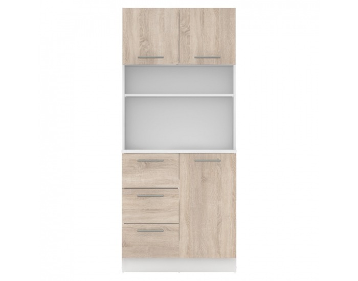 Trojdverový kredenc Laset New - biela / dub sonoma