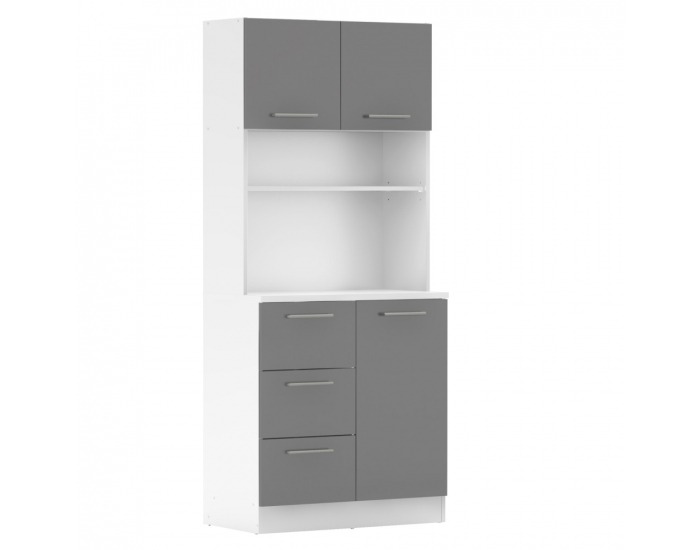 Trojdverový kredenc Laset New - biela / grafit