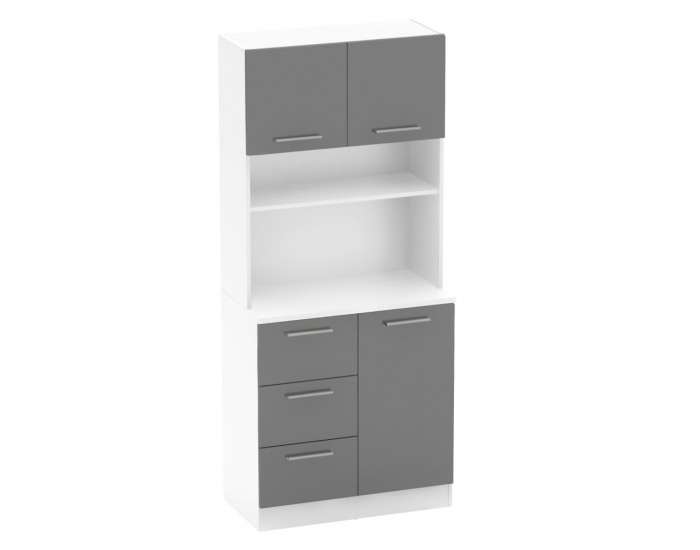 Trojdverový kredenc Laset New - biela / grafit