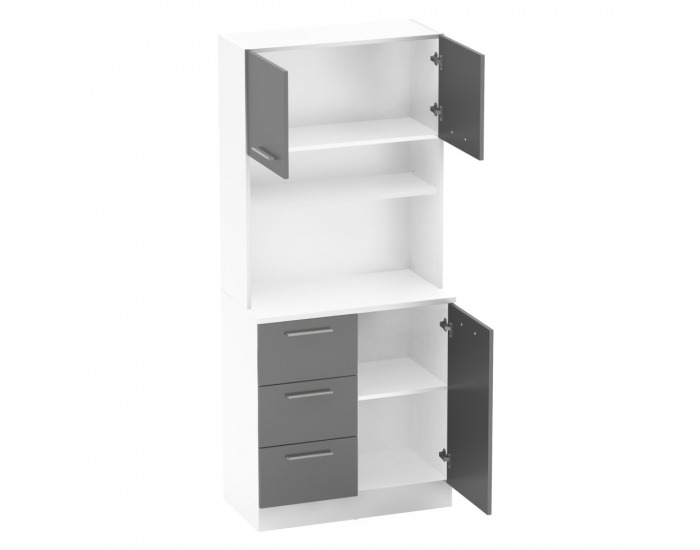 Trojdverový kredenc Laset New - biela / grafit