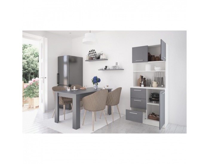 Trojdverový kredenc Laset New - biela / grafit