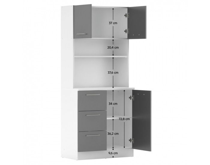 Trojdverový kredenc Laset New - biela / grafit