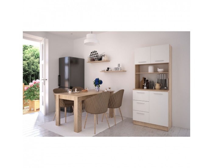 Trojdverový kredenc Laset New - dub sonoma / biela