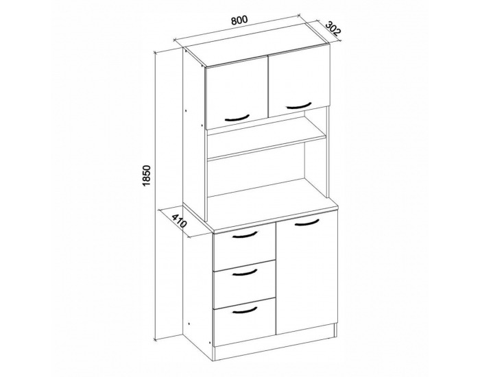 Trojdverový kredenc Laset - biela / dub sonoma