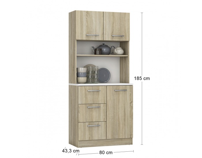 Trojdverový kredenc Laset - dub sonoma