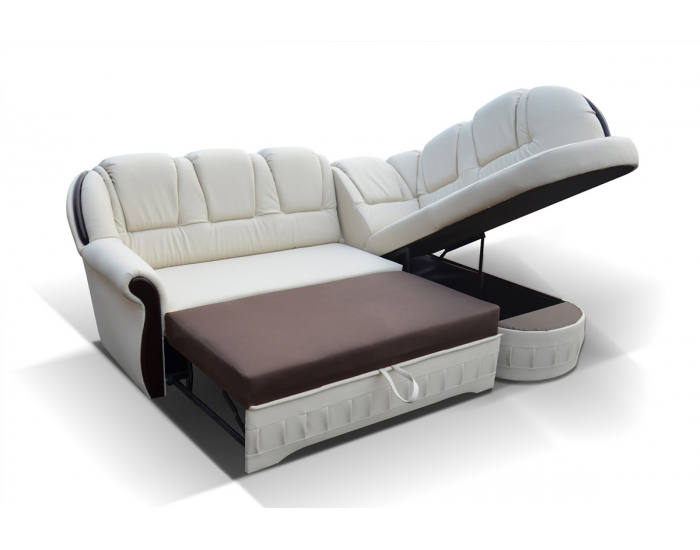 Rohová sedačka s rozkladom a úložným priestorom Latino L - biela