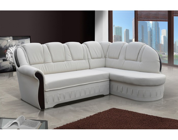 Rohová sedačka s rozkladom a úložným priestorom Latino P - biela