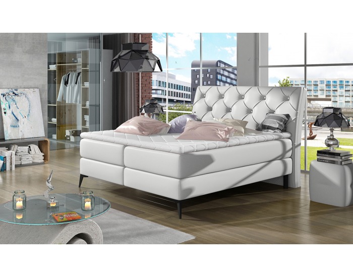 Čalúnená manželská posteľ s úložným priestorom Lazio 180 - biela