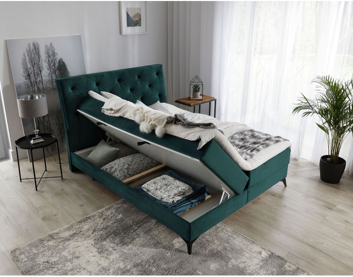 Čalúnená manželská posteľ s úložným priestorom Lazio 160 - biela