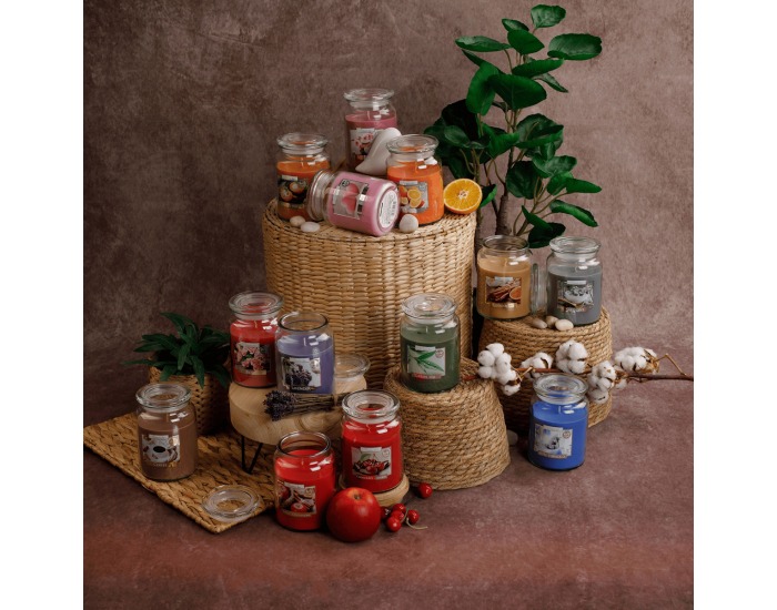 Vonná sviečka v skle Leana 500 g - priehľadná / červená