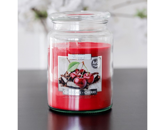 Vonná sviečka v skle Leana 500 g - priehľadná / červená