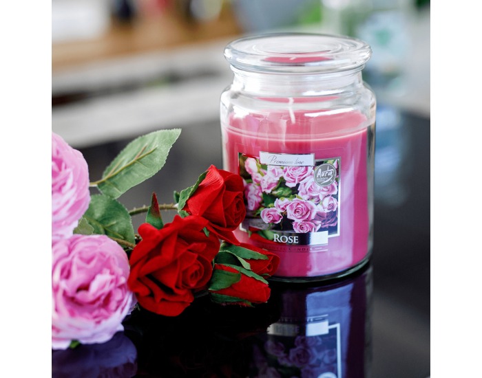 Vonná sviečka v skle Leana 500 g - priehľadná / ružová