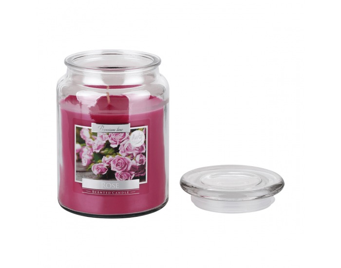 Vonná sviečka v skle Leana 500 g - priehľadná / ružová