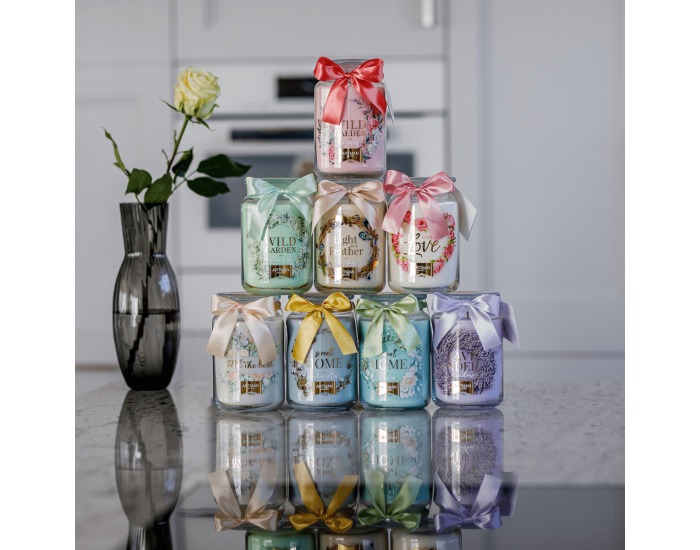 Vonná sviečka v skle Leana 700 g - priehľadná / biela