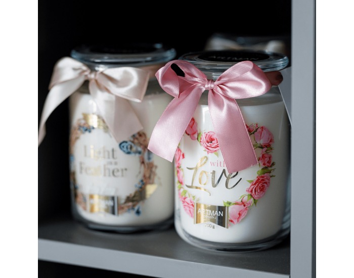 Vonná sviečka v skle Leana 700 g - priehľadná / biela