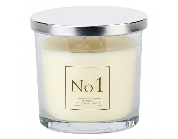 Vonná sviečka v skle Leana 700 g - priehľadná / biela