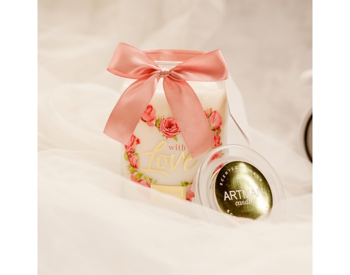 Vonná sviečka v skle Leana 700 g - priehľadná / biela