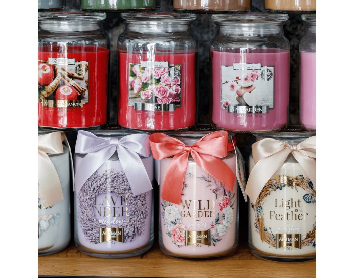 Vonná sviečka v skle Leana 700 g - priehľadná / ružová