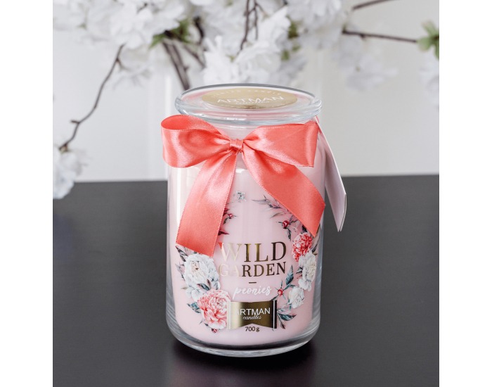 Vonná sviečka v skle Leana 700 g - priehľadná / ružová