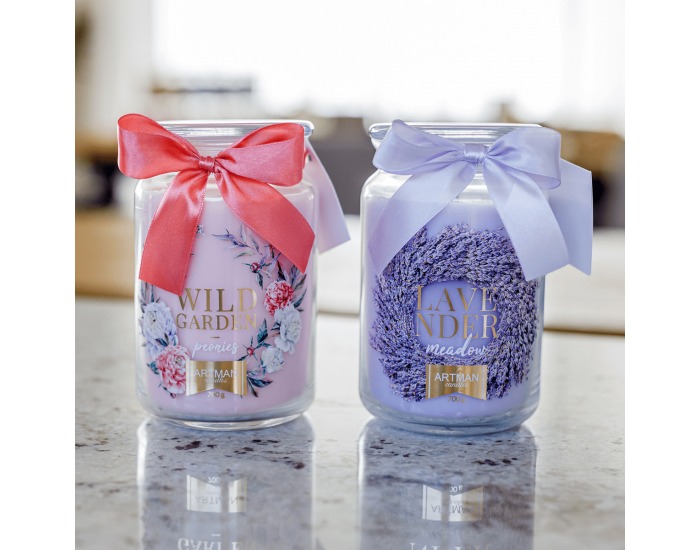 Vonná sviečka v skle Leana 700 g - priehľadná / ružová