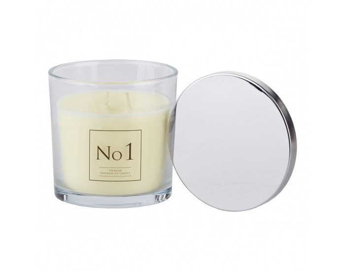 Vonná sviečka v skle Leana Typ 1 300 g - priehľadná / biela