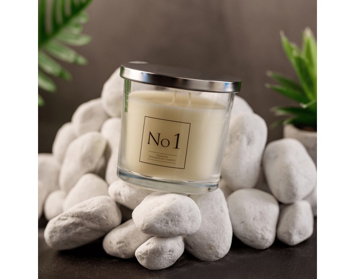 Vonná sviečka v skle Leana Typ 1 300 g - priehľadná / biela