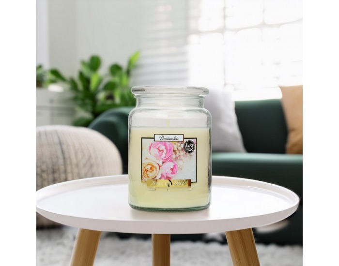 Vonná sviečka v skle Leana 500 g - priehľadná / krémová