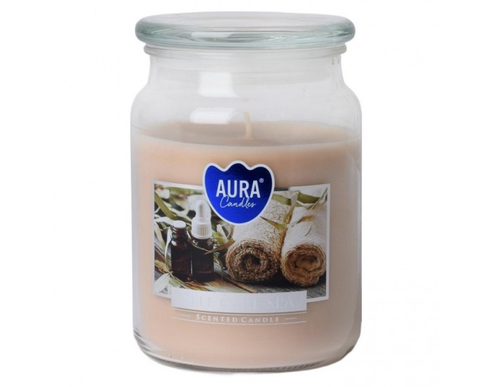 Vonná sviečka v skle Leana 500 g - priehľadná / béžová