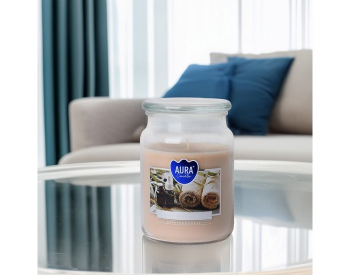 Vonná sviečka v skle Leana 500 g - priehľadná / béžová