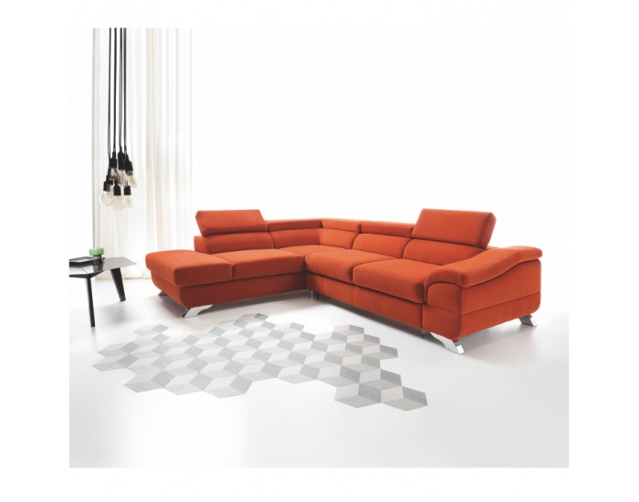 Rohová sedačka s rozkladom a úložným priestorom Legas L - terakota (Soro)