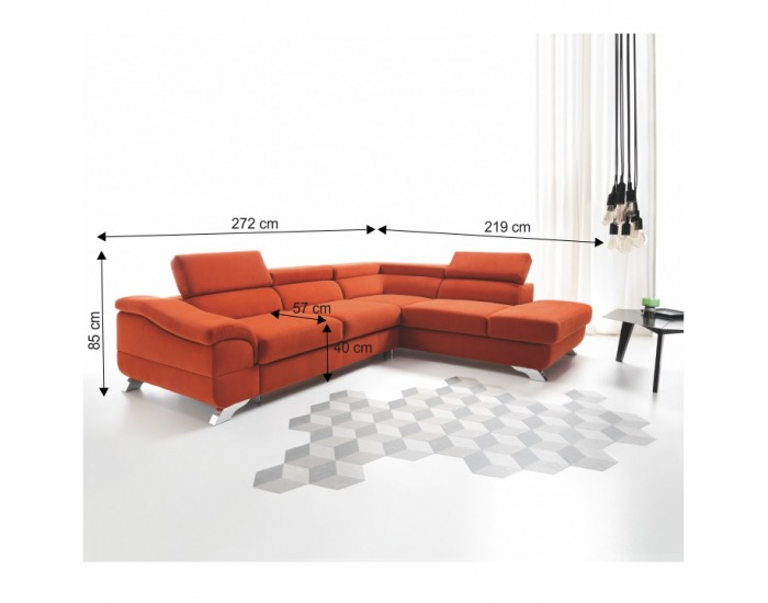 Rohová sedačka s rozkladom a úložným priestorom Legas P - terakota