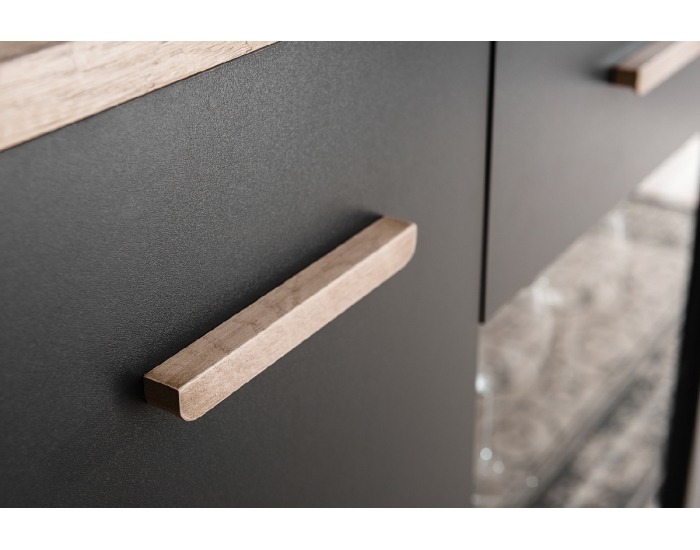 Vitrína Legg HB - grafit / dub monument