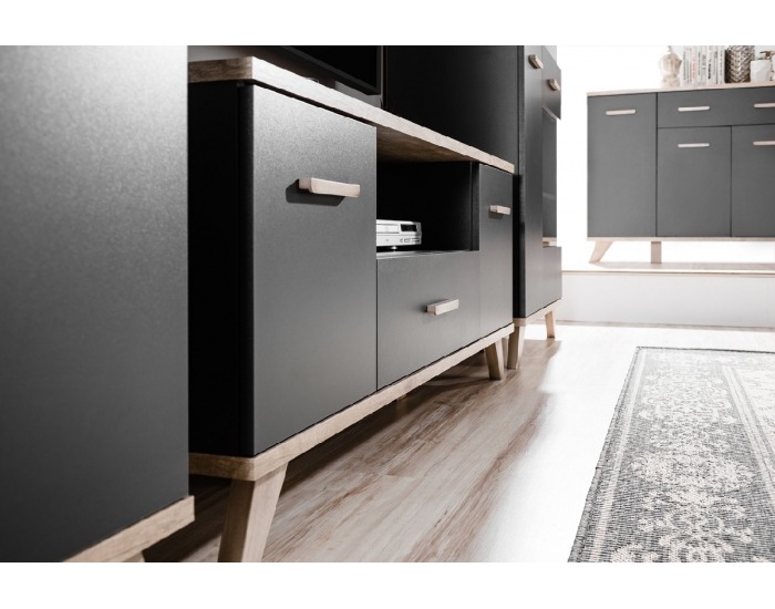 TV stolík Legg - grafit / dub monument