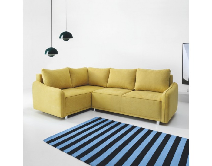 Rohová sedačka s rozkladom a úložným priestorom Lena L - horčicová