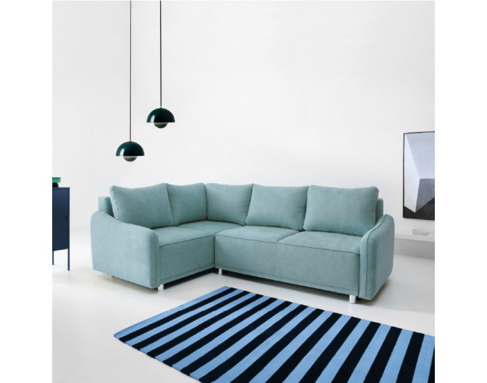 Rohová sedačka s rozkladom a úložným priestorom Lena L - mentolová