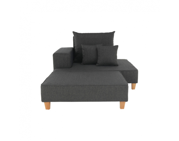 Leňoška s taburetkou Duran L - sivá