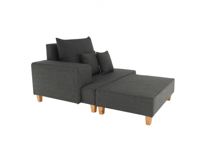 Leňoška s taburetkou Duran L - sivá