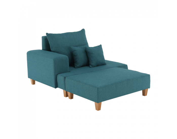 Leňoška s taburetkou Duran L - modrá