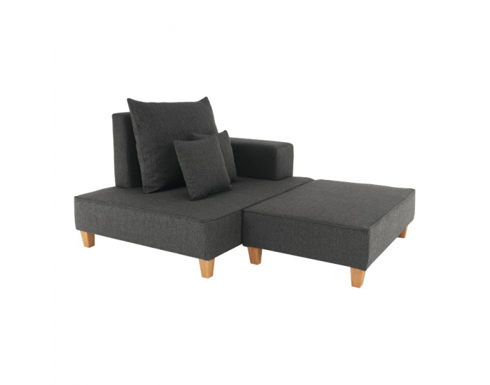 Leňoška s taburetkou Duran P - sivá