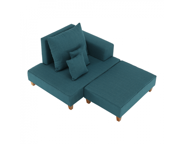 Leňoška s taburetkou Duran P - modrá