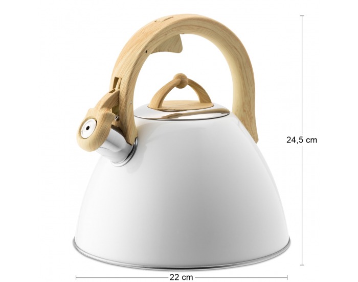 Nerezový čajník s píšťalkou Leon 3 l - biela