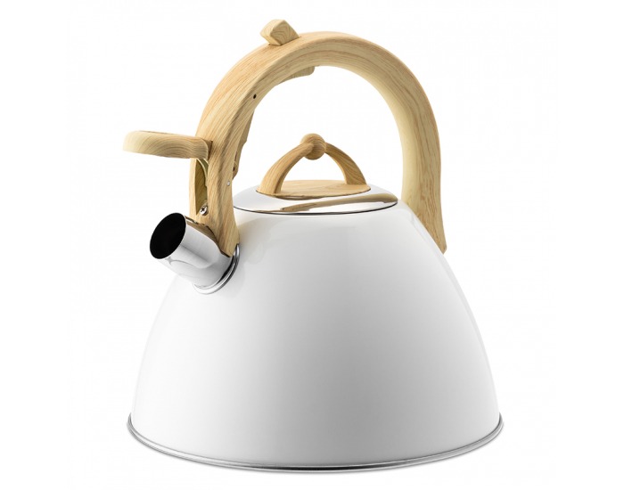 Nerezový čajník s píšťalkou Leon 3 l - biela