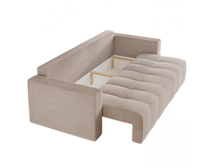 Rozkladacia pohovka s úložným priestorom Leony - béžová (taupe)