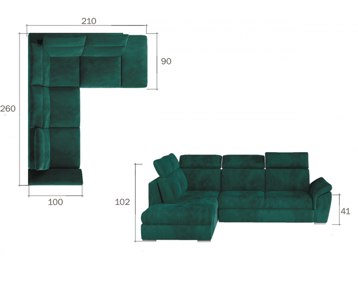 Rohová sedačka s rozkladom a úložným priestorom Leren P - čierna (Sawana 14) / čierna (Soft 11)