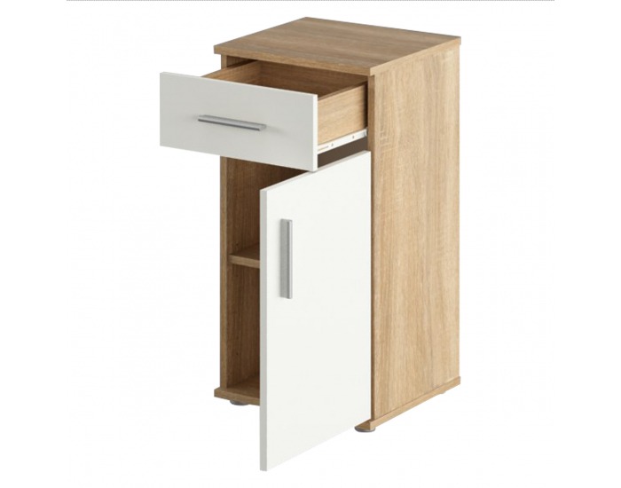 Kúpeľňová skrinka Lessy New 3 - biela / dub sonoma