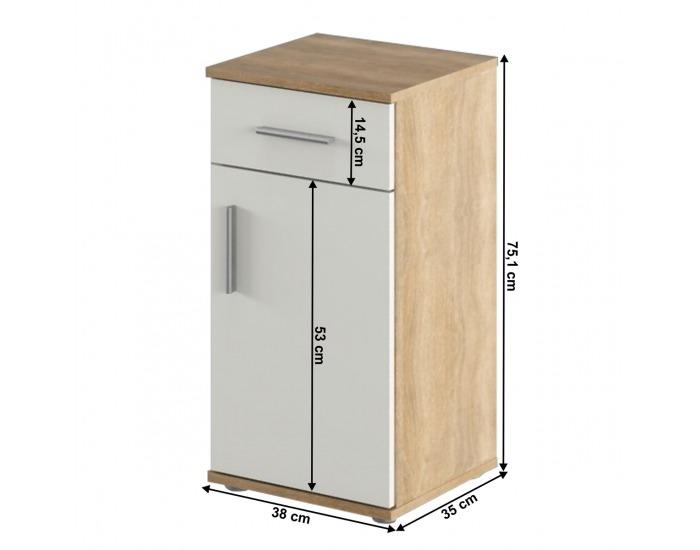 Kúpeľňová skrinka Lessy New 3 - biela / dub sonoma