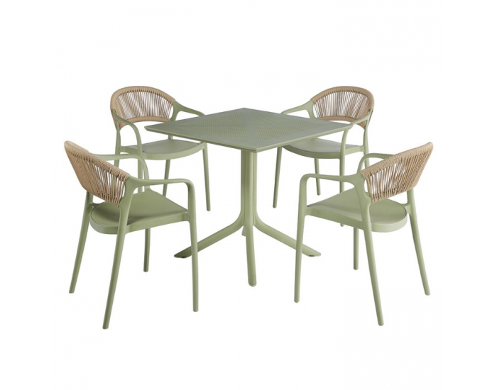 Záhradná stolička Lexton - zelená / béžová