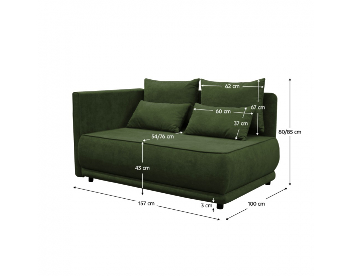 Rozkladacia pohovka s úložným priestorom Liami L - zelená